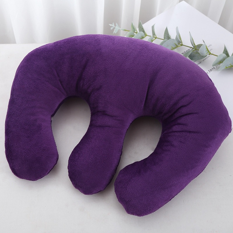 Coussin d'allaitement violet foncé avec noyau en coton élastique