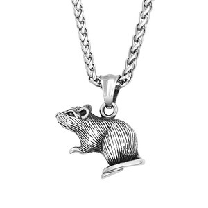 Collar con Colgante de Rata del Zodiaco Retro de yunnique, Joyería Masculina de Acero Inoxidable, Amuleto Animal, Regalo para Ocasiones Especiales - Product Image 5