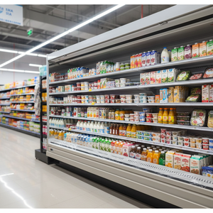 Vitrine réfrigérée verticale à rideau d'air pour supermarché, ouverte sur le devant, avec éclairage LED, contrôle numérique et dégivrage automatique 4 - Product Image 1