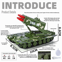 Tank militaire en métal moulé sous pression à l'échelle 1:35, lance-roquettes TOS-1A, jouet pour enfants avec fonction de pulvérisation, lumière et musique, voiture à rétrofriction