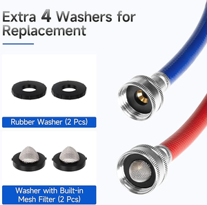 Manguera de Entrada para Lavadora Universal Resistente a Explosiones de Agua Fría y Caliente, Reforzada con Goma, de 3/4 Pulgadas, Paquete de 2 - Product Image 3