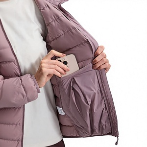 Women's <b>Winter</b> Quilted Puffer <b>Jacket</b> With Hood Full Sleeve Polyester Warm Coat Solid Color Zipper Closure - Product Image 4