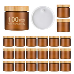 Pot Cosmétique Cylindrique en Plastique Givré Transparent Marron de Luxe 500ml avec Couvercle Vissant en Bambou <span class=keywords><strong>pour</strong></span> Crèmes <span class=keywords><strong>Corps</strong></span> et Yeux - Product Image 2