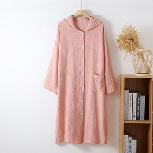 Womens Long Hooded cotton Robe, Soft Bathrobe for Cozy Lightweight Loungewear