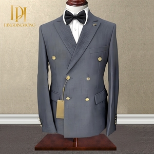 Ensemble de costume formel pour <span class=keywords><strong>homme</strong></span>, double boutonnage, tissu peigné, <span class=keywords><strong>pantalon</strong></span> à braguette zippée, pour mariage et bureau - Product Image 3
