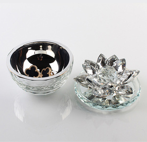 Bạc Phủ Kim Cương Thủy Tinh Món Ăn Pha Lê Trang Sức Hộp Đính Với Nắp Hoa Sen MH-QT0466 - Product Image 2