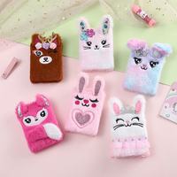 Cuaderno de Peluche con Diseño de Gato, Conejo y Zorro para Niñas, Cuaderno Kawaii con Colgante de Gatos Peludos, Agenda Diaria, Diario, Bloc de Notas, Papelería