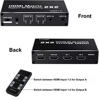 Matrice HDMI SYONG 2x2 avec télécommande IR, prend en charge HDMI 2.0b, HDCP2.2, HDR10, Ultra HD, commutateur/splitter HDMI 3D 2 entrées 2 sorties