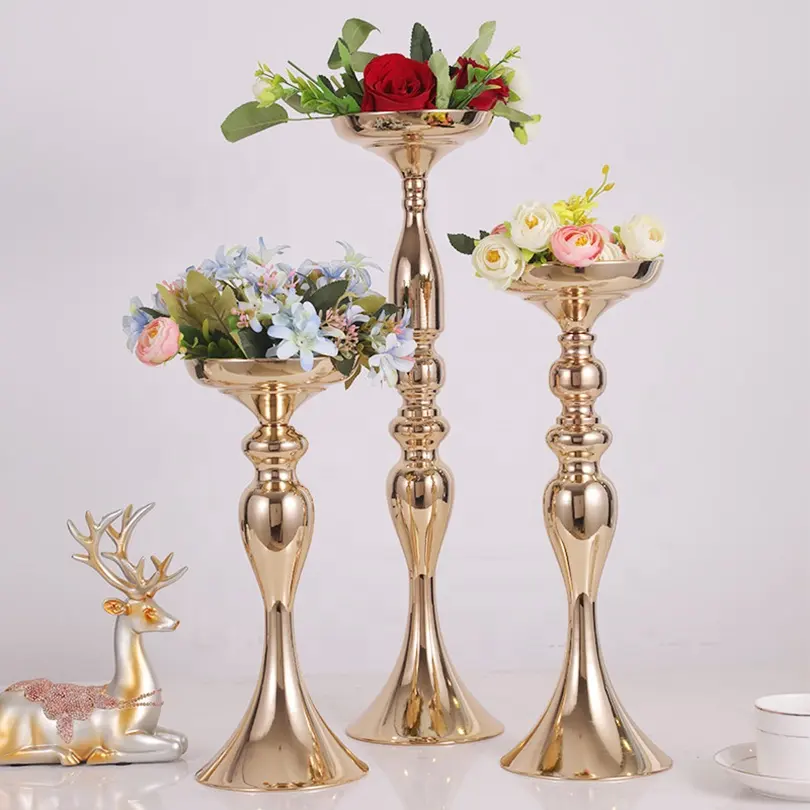 Florero de pie de Metal con soporte de flores de diseño clásico para mesa de boda, decoración de centros de mesa