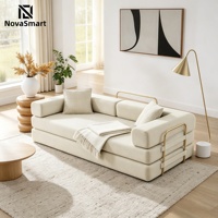 Sofá Cama Convertible Minimalista, Cama Extraíble, Colchón Plegable para Piso, Cojín sin Brazos, Respaldo Fijo, Estructura sin Ensamblaje