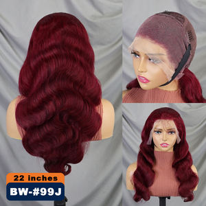 Pelucas de Cabello Humano 200% Natural, de 18-30 Pulgadas, Pre-Desplumadas, con Ondas Suaves y Frente de Encaje # Peluca de Cabello con Frente de Encaje Transparente 99J 13x4 - Product Image 3