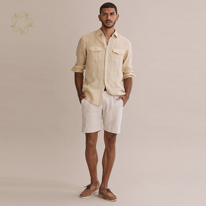 Camicie da <span class=keywords><strong>uomo</strong></span> in <span class=keywords><strong>lino</strong></span> biologico Camicie a doppia tasca per gli uomini sostenibili, vestibilità regolare, <span class=keywords><strong>camicia</strong></span> di <span class=keywords><strong>lino</strong></span> Melange Eco Friendly - Product Image 4