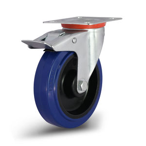 Industrielle Trolley-Rollen aus Weichgummi, mittelschwere, feststellbare, verzinkte Eisenrollen, 4 Zoll, geräuscharm - Product Image 4