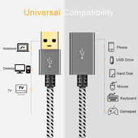 Cable de Extensión USB 3.0 a Macho a Hembra CableCreation, hasta 5 Gbps, Alto Rendimiento, Trenzado y Blindado de Nailon