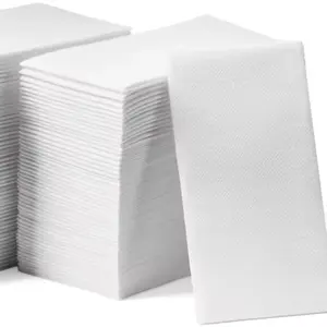 100 Disposable Linen Feel Guest Towels - Cloth Like White Paper Towel - Cocktail Hand Napkins - 12" X 17"