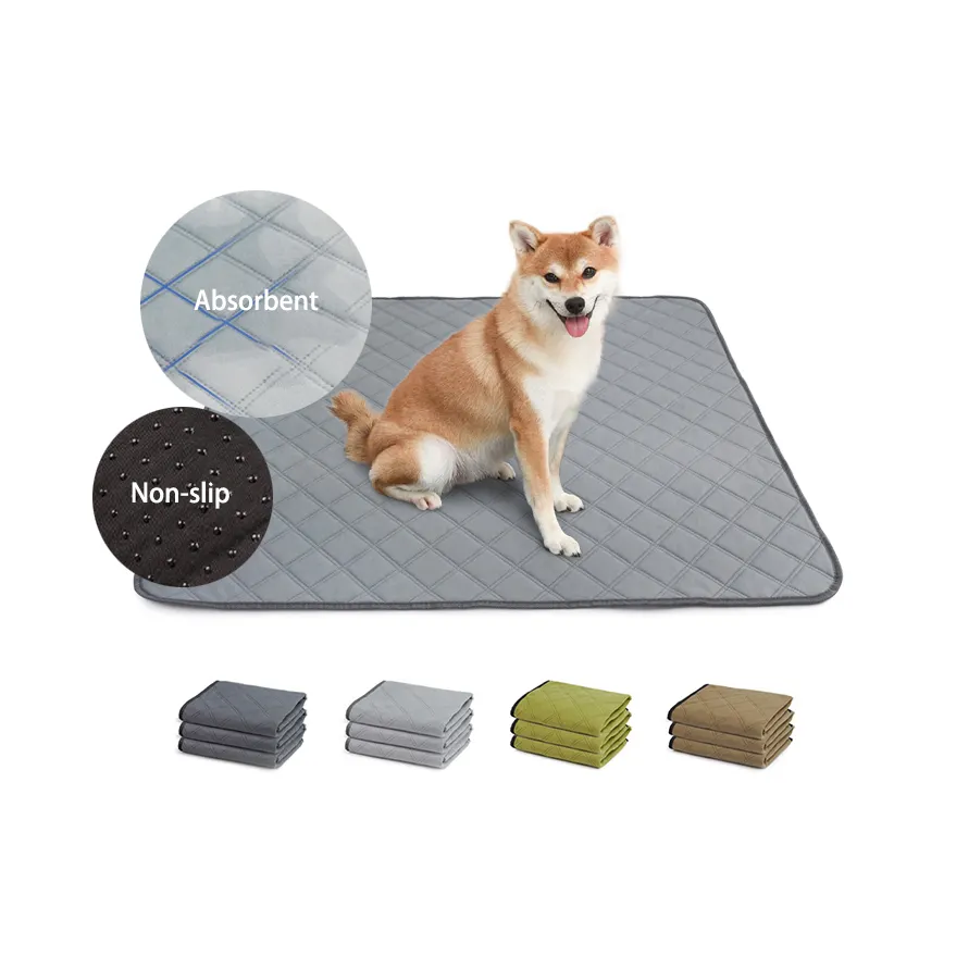 Zmaker Absorberende Herbruikbare Wasbare 4 Layer Absorberende Huisdier Hond Pee Pad Met Antislip Bodem