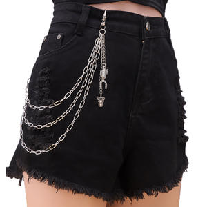 Cadena de cintura unisex estilo punk de varias capas, cadena corporal de aleación de zinc con diseño de cactus y herradura, estilo hip hop, moda casual. - Product Image 2