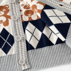 2025 collection d'hiver nouveaux garçons col en v diamant gilet à simple boutonnage <span class=keywords><strong>pull</strong></span> tricoté pour enfants pour bébés en gros - Product Image 3