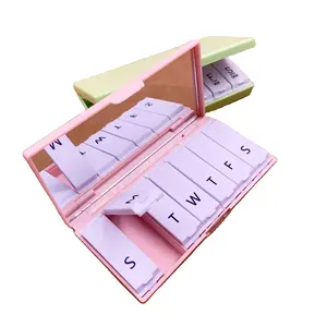 Plastic organizer tablet storage cases Customize logo 7 compartment days weekly pill box with mirror