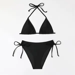 Wintu venta al por mayor triángulo Top <span class=keywords><strong>Bikini</strong></span> personalizado clásico cadena corbata traje de baño <span class=keywords><strong>mujeres</strong></span> Sexy negro traje de baño <span class=keywords><strong>Bikini</strong></span> - Product Image 1