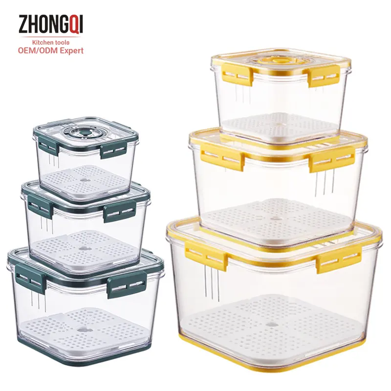 Multifunctional Stackable transparent PET plastic organizator airtight containers kitchen food storage container