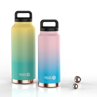 Bouteille d'eau sous vide réutilisable de 1 litre à large ouverture en acier inoxydable 18/8 Thermos Flask