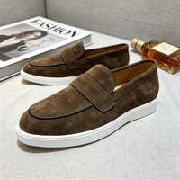 Nouveaux Mocassins Homme 2026 en Daim Marron Foncé Texture Luxe Semelle Caoutchouc Confortable Doublure Cuir Véritable Respirante Luxe Discret
