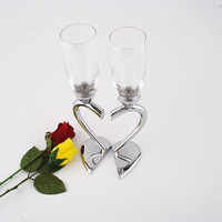 Tasse à champagne en cristal en forme de coeur ensemble Couple lunettes cadeau de mariage fête verre cristal gobelet verres à pied
