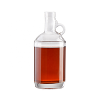 Emballage en verre personnalisé, bouteille de whisky de 500 ml, bouteille de vin en verre de 750 ml, bouteille de vin blanc vide de 1000 ml avec poignée et bouchon.