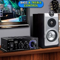 AK-280 2 Kanallı Mini HiFi Stereo Amplifikatör, Kompakt Ses Amplifikatörü Bas ve Tiz Kontrolü Müzik Çalar Hoparlör