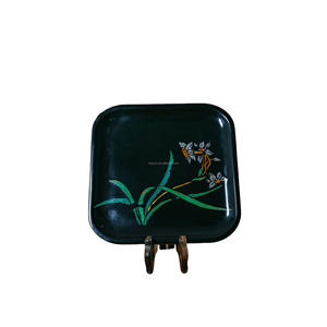 CAC CAC-QY0024 Handcrafted Wooden Lacquerware Plate with Traditional Technique Lustrous Waterproof & Corrosion-Resistant