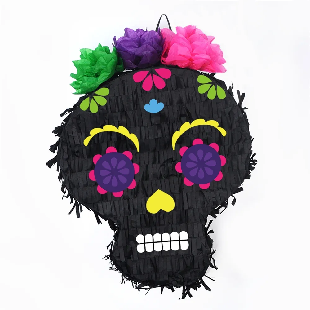 Tête de squelette personnalisée pour Halloween, pièces, pour fête d'anniversaire au Festival du brésil, Pinata noire, pour adulte