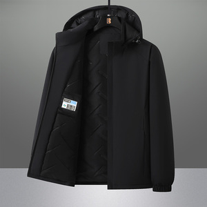 Chaqueta Ligera para Hombre con Capucha, Cierre Completo, Resistente al Agua, Forro Acolchado, Abrigos de Invierno - Product Image 4