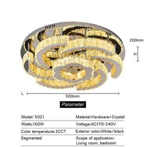 Plafonnier LED rond de luxe moderne en cristal nouveau design éclairage intérieur décoration contrôlée par application pour le salon - Product Image 4