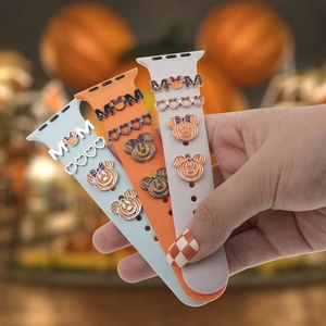 Anillo decorativo de calabaza para Halloween, para reloj pulsera de silicona, abalorio para reloj de murciélago, dijes para pulsera de <span class=keywords><strong>Apple</strong></span> <span class=keywords><strong>Watch</strong></span> - Product Image 6