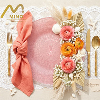 Assiettes de présentation en verre à perles roses, motif floral vintage, en gros, pour mariage, banquet, location, décoration de table
