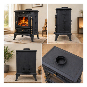 Estufa <span class=keywords><strong>de</strong></span> <span class=keywords><strong>Leña</strong></span> <span class=keywords><strong>de</strong></span> Hierro Fundido Negra para Interiores, Chimenea <span class=keywords><strong>de</strong></span> <span class=keywords><strong>Leña</strong></span> - Product Image 3