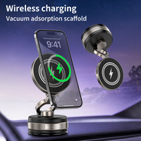 Support de téléphone portable à charge sans fil magnétique 15W, 2 côtés, rotation à n'importe quel angle, support sous vide puissant, support de bureau