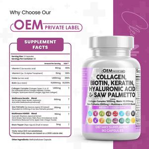 Píldoras de colágeno de etiqueta privada 1000mg biotina 10000mcg queratina Saw Palmetto ácido hialurónico DHT bloqueador con vitamina E ácido fólico - Product Image 3