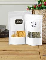 Sachet refermable personnalisé en papier réutilisable avec fenêtre, pochette verticale pour café, thé, noix, emballage alimentaire, sac en plastique