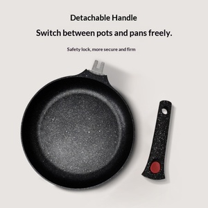 Detachable <b>Handle</b> Aluminum Non-stick Frying <b>Pan</b> Space Saving Induction Cookware Set Removable <b>Handle</b> Skillet for Home & Camping - Product Image 2