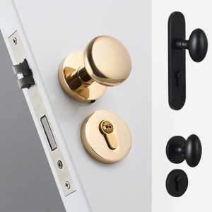 En gros Ensemble de poignées de porte robustes en alliage de zinc, noir mat, rondes, design silencieux, pour intérieur - Product Image 2