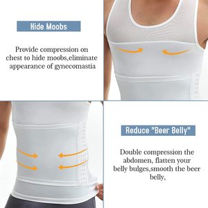 Invisible Slimming <strong>Men's</strong> <strong>Tank</strong> <strong>Top</strong> Adjustable 3-<strong>Row</strong> Hook-and-Eye Breathable Mesh Abdomen &amp; Chest Compression Body Shaper - Product Image 5