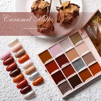 Palette de Gel Solide pour Nail Art 16 Couleurs UV/LED, Vernis Laque Professionnel, Kit d'Outils de Décoration pour Salon, 1 Autocollant à Tremper pour Ongles