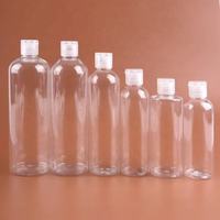 Bouteille en plastique PET transparente vide de 100 ml, 250 ml, 500 ml avec bouchon à clapet pour shampooing, gel douche, lotion, gel