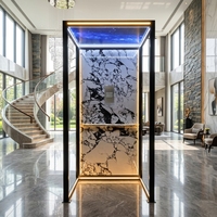 Ascenseur de villa moderne avec cabine intégrée et miroir, garde-corps métallique au plafond, pour maison résidentielle neuve