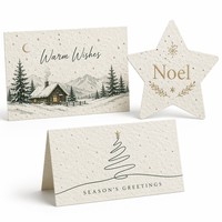 Carte de Noël en papier semence avec motif de verdure hivernale et de flocons de neige