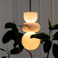 Lampes suspendues LED en marbre de taille moyenne, design minimaliste moderne, style espagnol, pour bureau, bar, chambre à coucher, chevet, à intensité variable