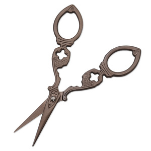 Retro <b>Style</b> Portable Scissors Stainless Steel Tea Plated Titanium Straight <b>Head</b> Home Use Tailor Scissors Mini Size For Loose - Product Image 2