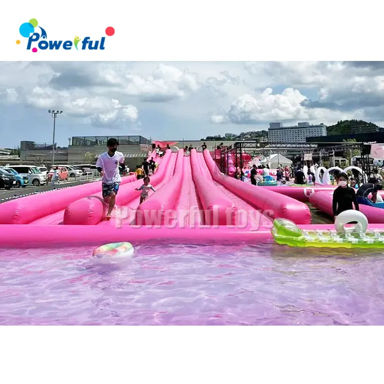 Roze 1000 Ft Opblaasbare Waterglijbaan Pvc-Materiaal Langste Slipglijbaan Voor Binnen-En Buitengebruik Voor Thuis Of Op School-Beste Prijs!